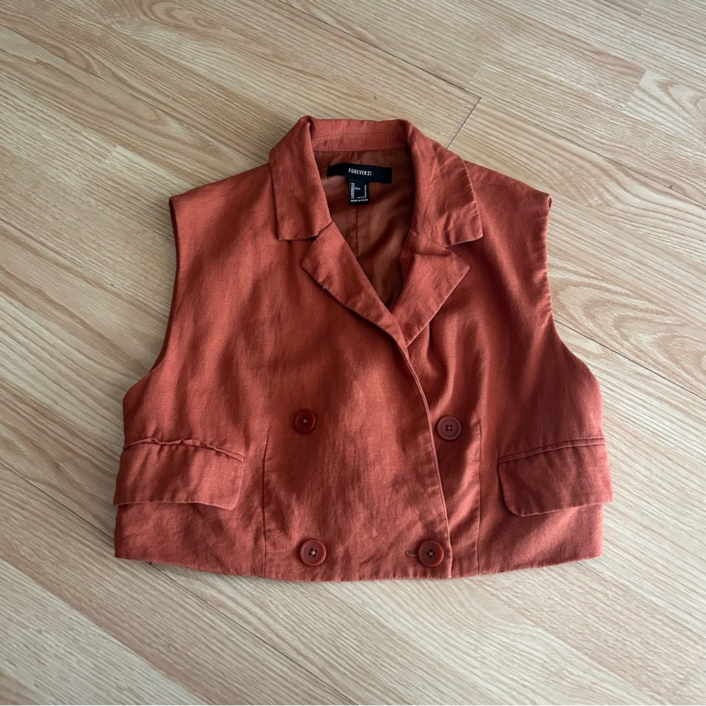 Forever 21 Burnt Orange Brown Cropped Vest Top Small